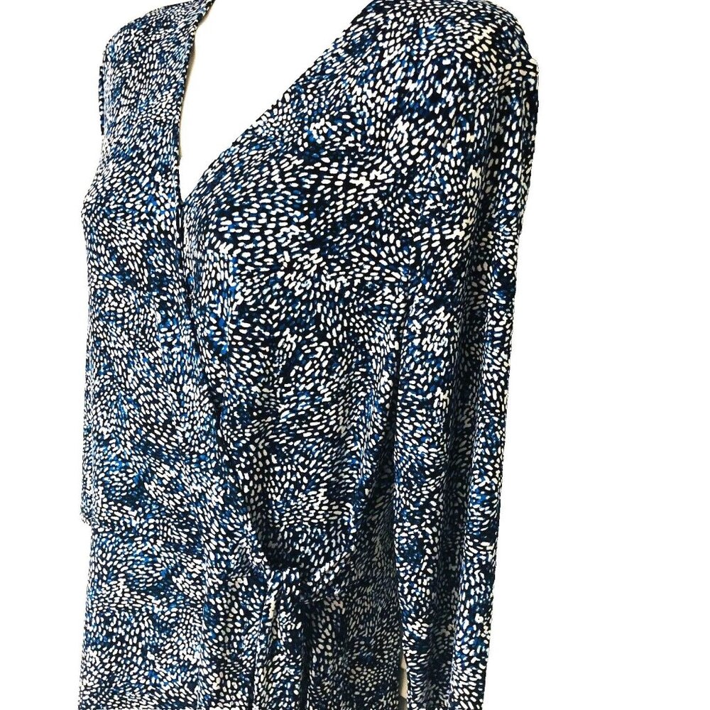 NWT Abstract Wrap Midi Dress Womens S 3/4 Slinky Knit White House Black Market - Picture 3 of 9